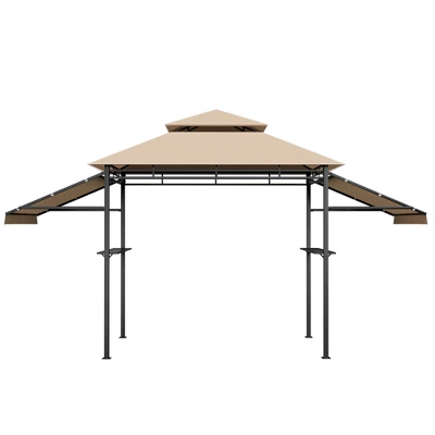 Tangkula 13.5'x 4'Patio BBQ Grill Gazebo Side Awnings Shelves 2-Tier Canopy Outdoor - Image 9