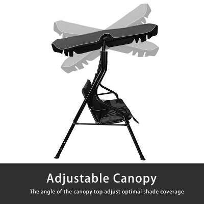 Costway Patio 3 Seats Canopy Swing Glider Hammock Cushioned Steel Frame Outdoor - Image 7