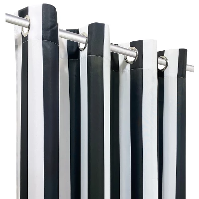 Commonwealth Seascapes Stripes Light Filtering Provide Privacy Satiny Look Grommet Outdoor Panel Pair Black - Image 2