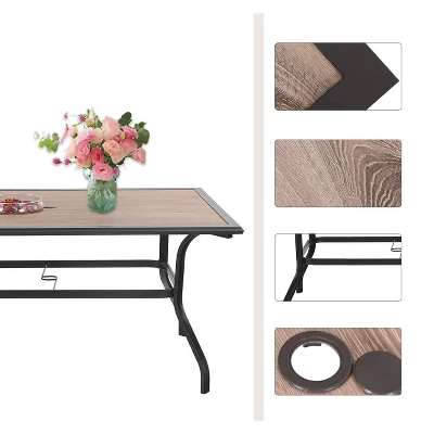 7pc Patio Set With Steel Table & Aluminum Frame Sling Chairs - Captiva Designs - Image 2