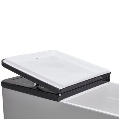 JOMEED 80 Quart/20 Gallon Wheeled Rolling Outdoor Patio And Deck Cooler Cart Ice Chest With Shelf, Drainage Hole Plug And Bottle Opener, Silver - Image 3