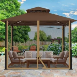 Aoodor Gazebo Netting Screen Replacement Universal 4-Panel Sidewalls 10' X 10' (Only Netting)