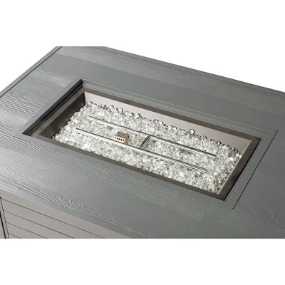 Oakland Living Aluminum Rectangle 48" X 36" 55000 BTUs Propane Wood Texture Panel Design Outdoor Patio Dining Table Gray - Image 3