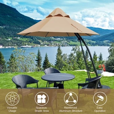 Costway 11FT Outdoor Cantilever Offset Hanging Umbrella W/ Base Wheel - Image 6