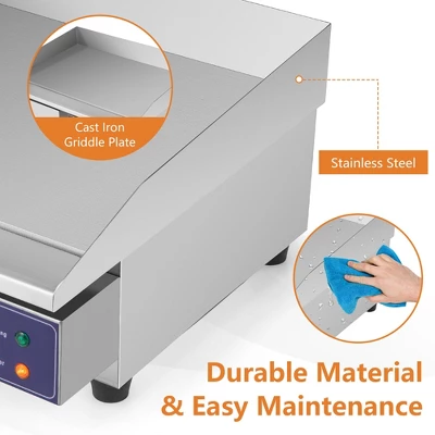 Costway 22'' Commercial Electric Griddle 110V 2000W Flat Top Countertop Grill 122β-572β - Image 4