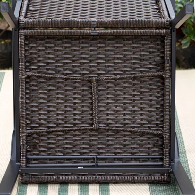 5pc Patio Dining Set With Rattan Arm Chairs & Square Faux Wood & Steel Tabletop - Captiva Designs - Image 19