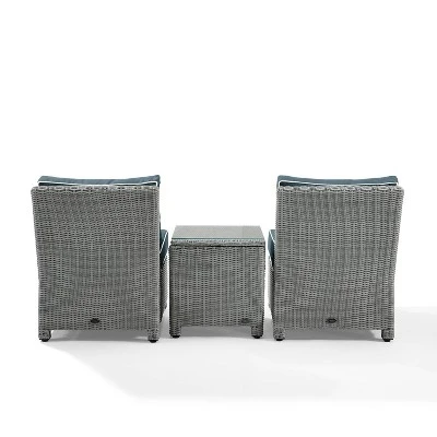 Bradenton 3pc Wicker Armless Chairs With Side Table - Crosley - Image 2