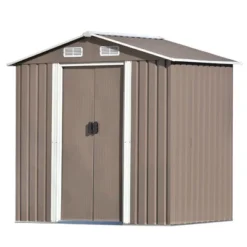 Patio 6ft X4ft Metal Storage Shed With Lockable Door, Tool Cabinet With Vents And Foundation-ModernLuxe