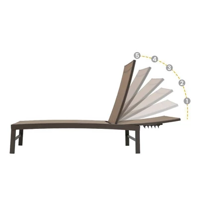 3pc Outdoor Five Position Adjustable Curved Aluminum Lounge Set Brown - Crestlive Products - Image 5