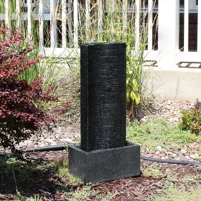 Sunnydaze Decor Sunnydaze 31"H Electric Polyresin Rippling Tower Column Outdoor Water Fountain With Lights - Image 5