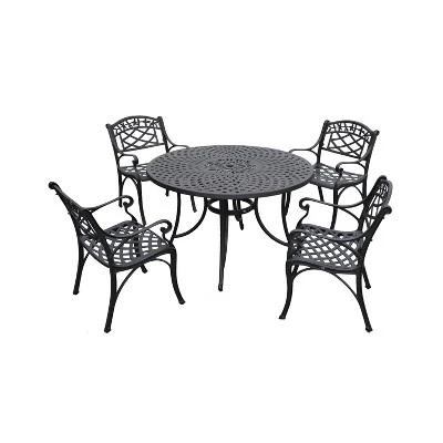 Sedona 46" 5pc Outdoor Dining Set With Armchairs - Black - Crosley - Image 2