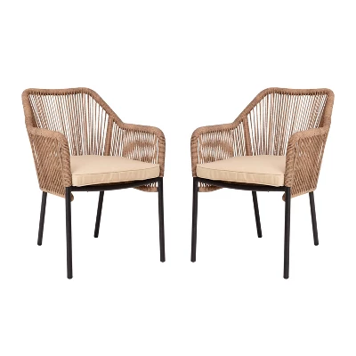 Emma And Oliver Woven All-Weather Outdoor Two-Piece Club Chair Set With Coordinating Cushions For Porch, Backyard And Patio - Image 14