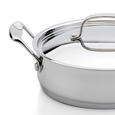 BergHOFF 18/10 Stainless Steel Deep Skillet 10" With Stainless Steel Lid, Silver