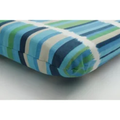 Set Of 2 Outdoor/Indoor Rounded Corners Seat Cushions Solar Stripe - Pillow Perfect