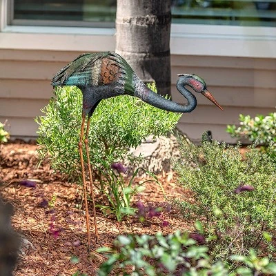 30" Metal Crane Statue - Alpine Corporation