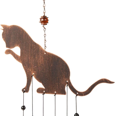 VP Home 20" H Iron Fancy Cat Wind Chimes For Outside, Brown - Image 2