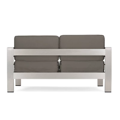 Cape Coral 5pc Aluminum And MGO Seating Set With Fire Table Khaki/Light Gray - Christopher Knight Home - Image 11