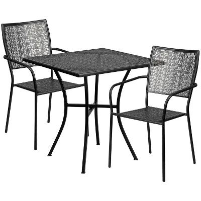 Flash Furniture Oia Commercial Grade 28" Square Indoor-Outdoor Steel Patio Table Set With 2 Square Back Chairs - Image 7