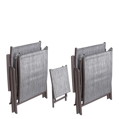 3pc Outdoor Set With Aluminum Adjustable Chaise Lounge & Table Set - Black/Gray - Crestlive Products - Image 2