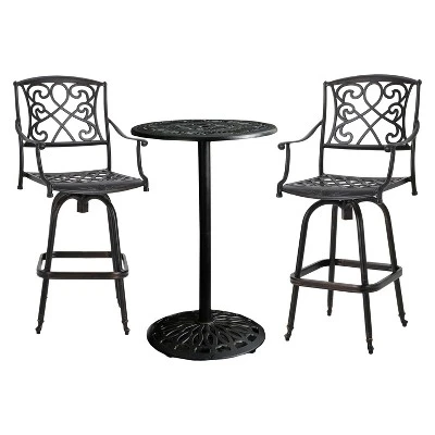 Santa Maria 3-piece Cast Aluminum Patio Bistro Bar Set - Copper - Christopher Knight Home