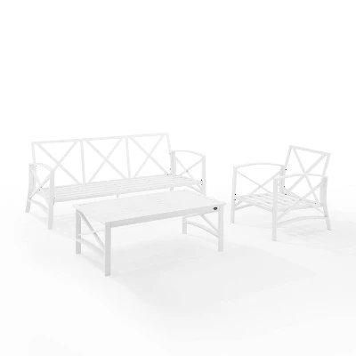 Kaplan 3pc Outdoor Sofa Set With Sofa & Arm Chair With Coffee Table - Gray - Crosley - Image 3