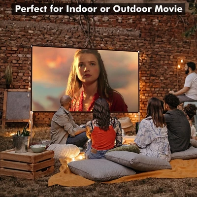 Costway 100'' Projector Screen W/ Stand 16:9 HD 4K Indoor Outdoor Projection Movie Screen - Image 4
