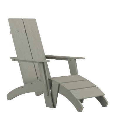 Emma And Oliver Indoor/Outdoor Modern 2-Slat Adirondack Style Chair And Footrest - Image 12