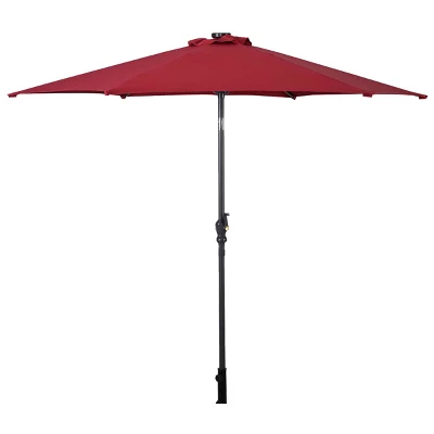 Tangkula 9' Outdoor Patio Umbrella Offset W/LED Light No Base Beige/Burgundy/Tan - Image 5