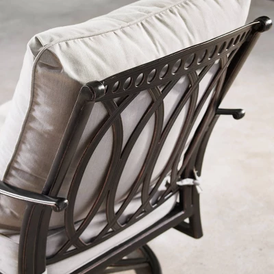 5pc Set With 44" Outdoor Aluminum Round Fire Table & 4 Deep Seating Swivel Rocking Chairs & Wind Blocker Lid - Oakland Living - Image 12