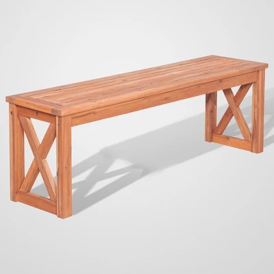 3pc Acacia Wood X Design Outdoor Patio Dining Set - Brown - Saracina Home - Image 5