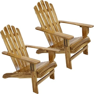 Sunnydaze Decor Sunnydaze Outdoor Natural Fir Wood Rustic Lounge Backyard Patio Adirondack Chair - Light Charred Finish - Image 7