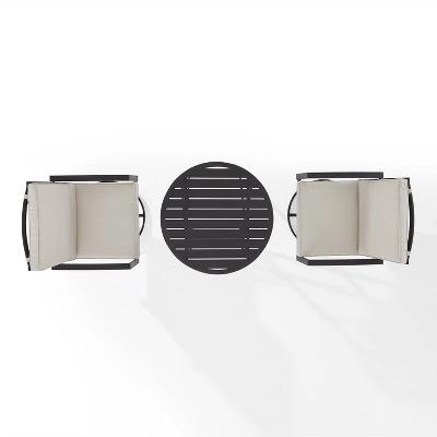 3pc Kaplan Outdoor Steel Bistro Set Oatmeal/Bronze - Crosley - Image 6