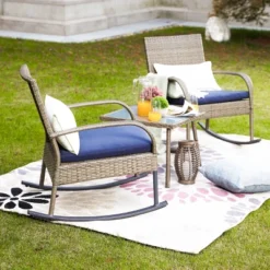 3pc Patio Bistro Set Blue - Patio Festival