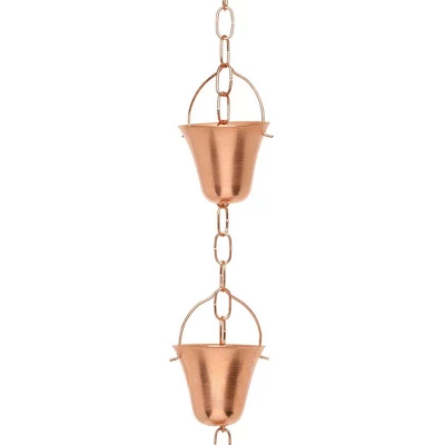 Marrgon Copper Rain Chain With Bell Style Cups For Gutter Downspout Replacement - Image 2