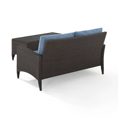 Kiawah 2pc Wicker Patio Seating Set - Blue - Crosley - Image 2