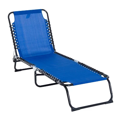 Outsunny Outdoor Folding Chaise Lounge Chair Portable Lightweight Reclining Garden Sun Lounger With 4-Position Adjustable Backrest For Patio, Deck, And Poolside - Image 8