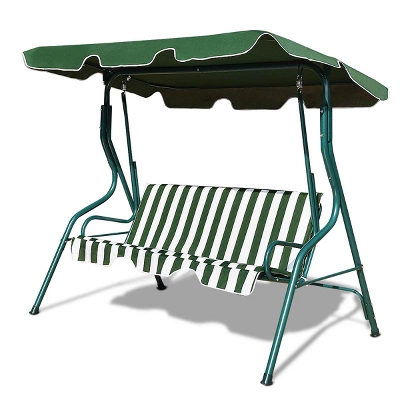 Costway Patio 3 Seats Canopy Swing Glider Hammock Cushioned Steel Frame Outdoor - Image 11