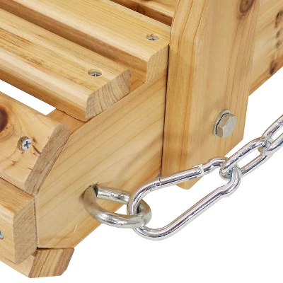 Sunnydaze Decor Sunnydaze Outdoor 2-Person Traditional Wooden Porch Swing With Hanging Chains - 58.5-Inch - Brown - Image 5