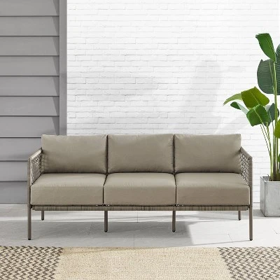 Cali Bay Outdoor Wicker Sofa - Taupe/Light Brown - Crosley - Image 2