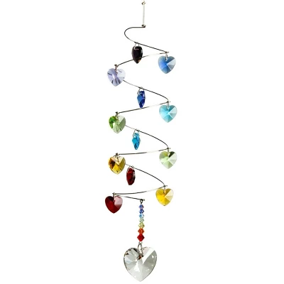 Woodstock Wind Chimes Woodstock Rainbow Makers Collection, Crystal Spiral, 9'' Rainbow Hearts Crystal Suncatcher CS23 - Image 2