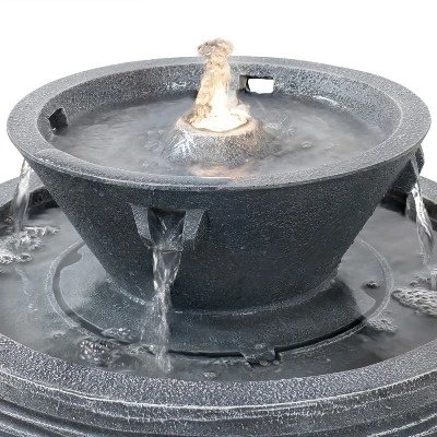 Sunnydaze Decor Sunnydaze 20"H Electric Resin 2-Tier Round Bird Bath Outdoor Water Fountain With LED Lights - Image 3