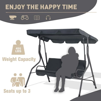 Aoodor 3 Seater Patio Porch Swing With Canopy - Image 3