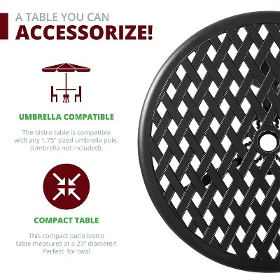 Kinger Home Ekta 3-Piece Patio Bistro Set - Image 4