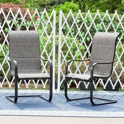 7pc Patio Set With Steel Table With 1.57" Umbrella Hole & Padded Sling C-Spring Arm Chairs - Captiva Designs - Image 10