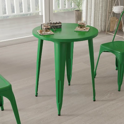 Merrick Lane Calgary 24" Round Metal Table For Indoor And Outdoor Use - Image 2