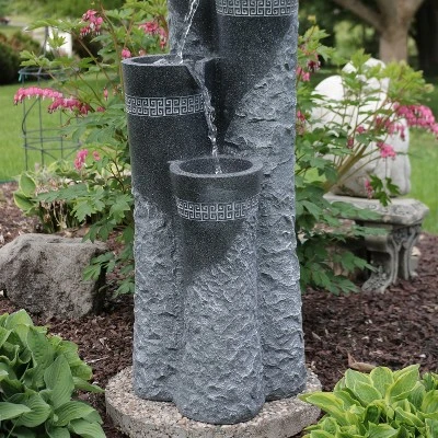Sunnydaze Decor Sunnydaze 41"H Electric Polystone 4-Tier Staggered Pillars Outdoor Water Fountain With LED Lights - Image 6