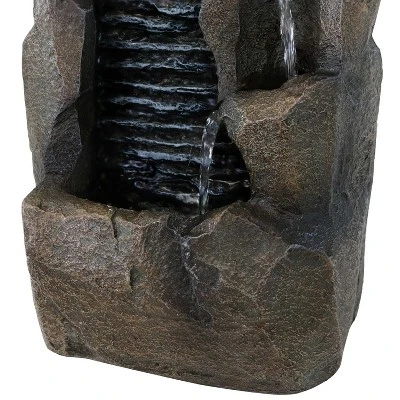 Sunnydaze Decor Sunnydaze Indoor Home Office Decorative Resin Stony Rock Waterfall Tabletop Water Fountain - 11" - Gray - Image 3