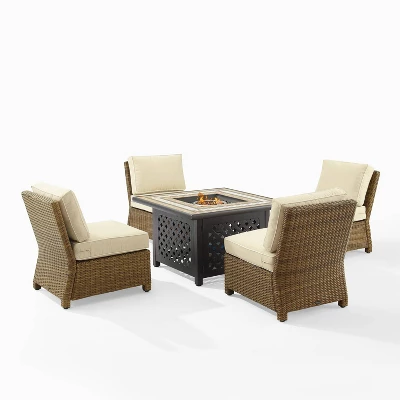 Bradenton 5pc Outdoor Wicker Armless Chair & Fire Table Set - Crosley - Image 20