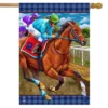 Horse Racing Everyday House Flag Jockeys Track 28" X 40" Briarwood Lane