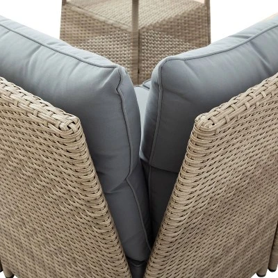 4pc Wicker Adjustable Patio Seating Set With Cushions - Natural/Gray - GODEER - Image 12